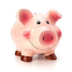 Lucky piggy bank isolated on white background