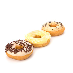 Delicious doughnuts isolated on white background