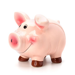 Lucky piggy bank isolated on white background