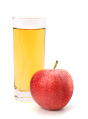 apple juice in glass and apple