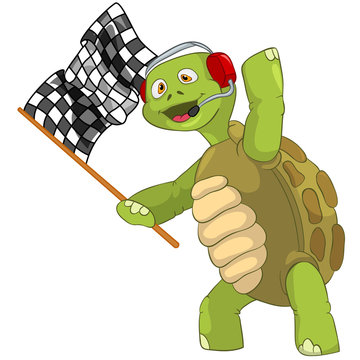 Funny Turtle. Race Finish.