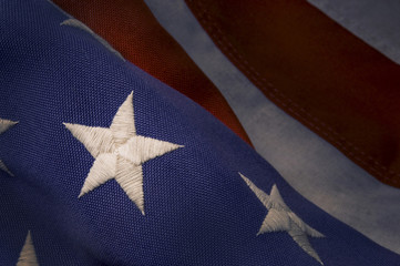 Closeup of a star on an America Flag