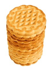Stack of cookies isolated on white background