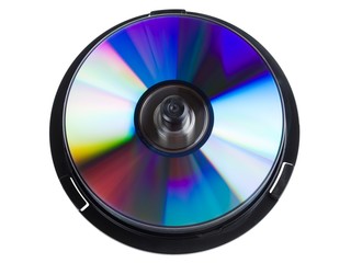Compact disc stack isolated on white background