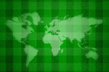 Obraz premium Map world on Artificial green grass field