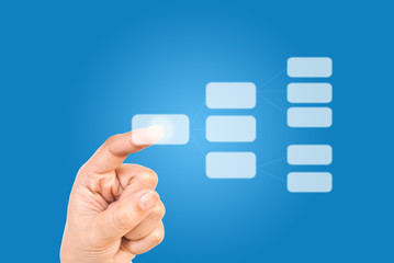 Hand pushing chart on the whiteboard.