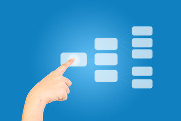 Hand pushing chart on the whiteboard.