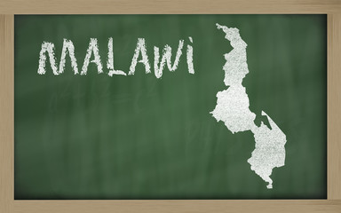 outline map of malawi on blackboard