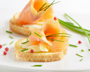 snack with smoked salmon