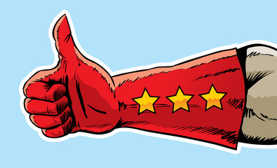 Superhero hand giving the thumbs up