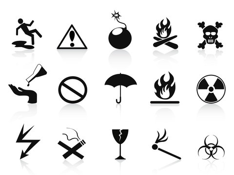 black warning icons set