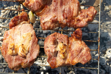 Roasted meat on the barbecue