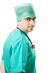 Male doctor with a stethoscope