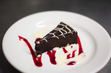 Chocolate cake mid focus