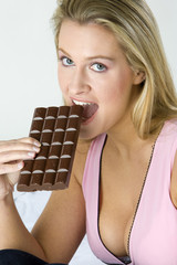 portrait of woman with chocolate
