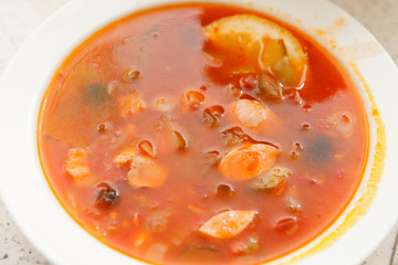 Solyanka on the plate