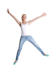 Jumping happy teen girl