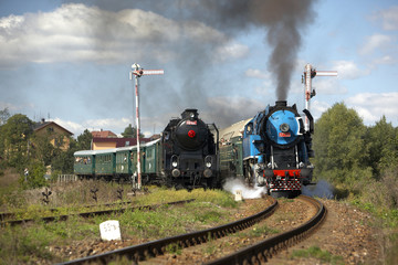 Fototapeta premium pociągi parowe ze stacji Krupa, lokomotywa parowa, Czechy