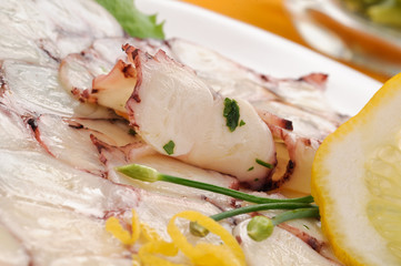 Carpaccio di polipo, close-up