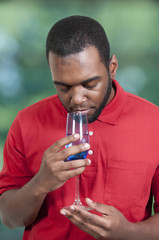 African American Man with Wine
