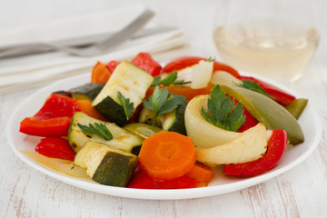 grilled vegetables on the plate