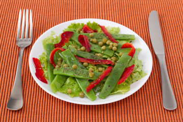 salad with green beans on the plate