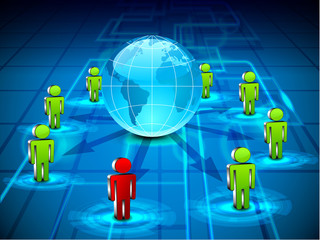 Social networking 3D background with people connect with network