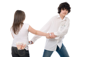 Guy and girl can't divide money