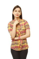 Young Woman Thinking (on White)