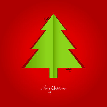 Christmas Tree Cut Out Of Paper Red/Green