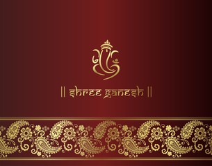 Ganesha, traditional Hindu wedding card design, India