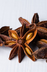 Star anise on white