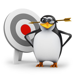 3d Penguin in glasses with arrow in head...