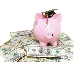 piggy bank with graduation cap