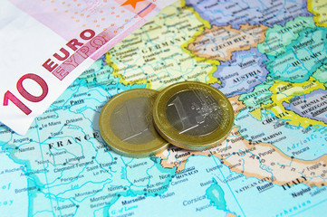 Europe and Euro coins