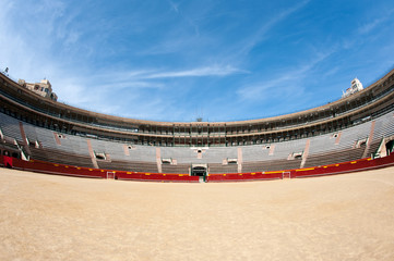 Panoramic interior view of Plaza de toros (bullring) in Valencia