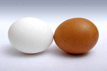 Brown and white eggs