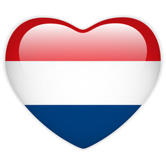 Netherlands Flag Heart Glossy Button