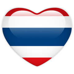 Thailand Flag Heart Glossy Button
