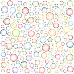 glossy abstract sphere bubble pattern in multiple color on white