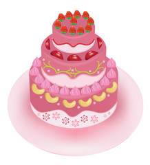 big strawberry cake painting