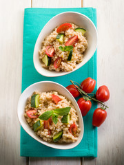 barley risotto with zucchinis and fresh tomatoes