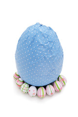 Blue dotted Easter eggs and little ones