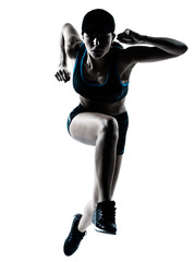 woman runner jogger jumping