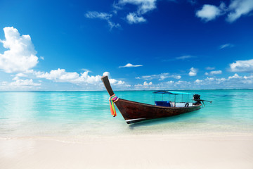 wood boat on the beach