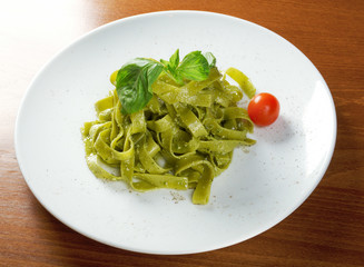 Tagliatelle pasta with pesto