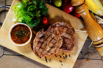 pork steak with salad