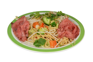 Japanese salad beef carpaccio on a white background.