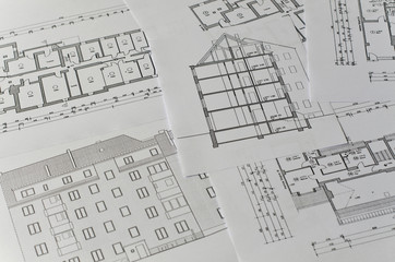 Baupläne als Hintergrund