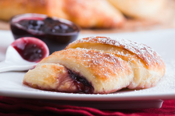 Breakfast with croissants.